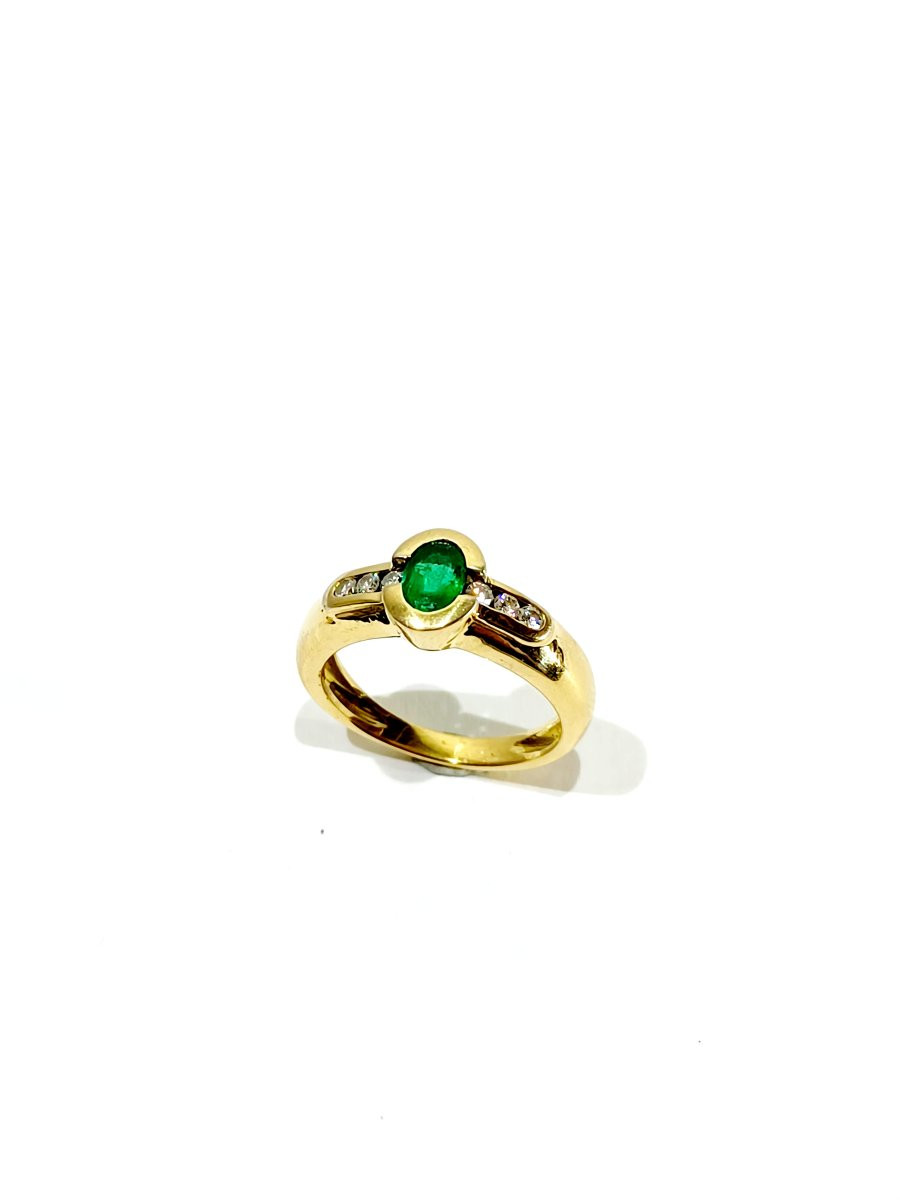 Emerald And Diamond Gold Ring-photo-2