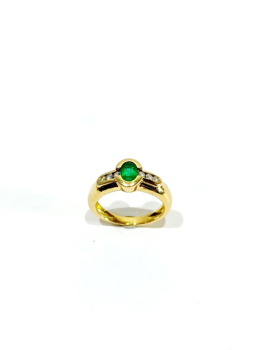 Emerald And Diamond Gold Ring-photo-3