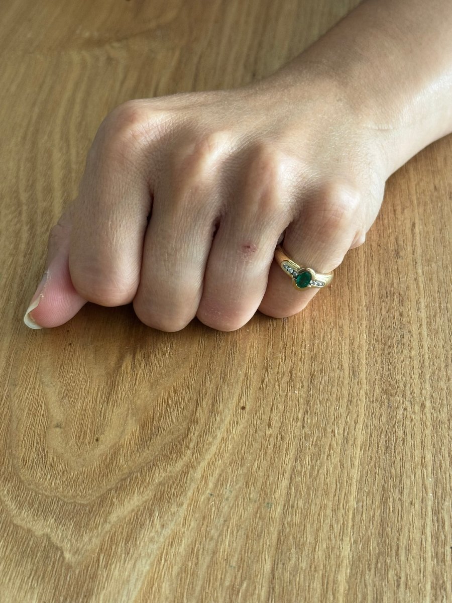 Emerald And Diamond Gold Ring-photo-4