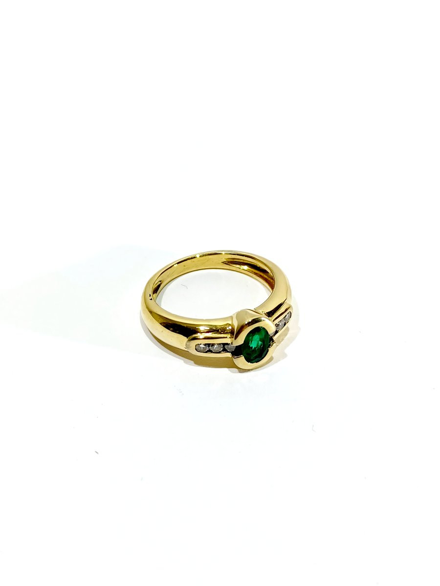 Emerald And Diamond Gold Ring-photo-4