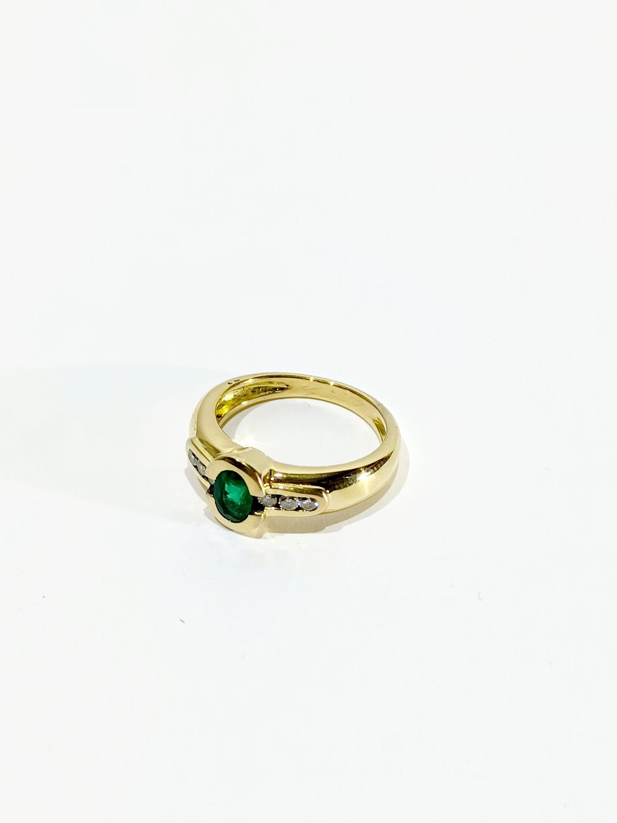 Emerald And Diamond Gold Ring-photo-5
