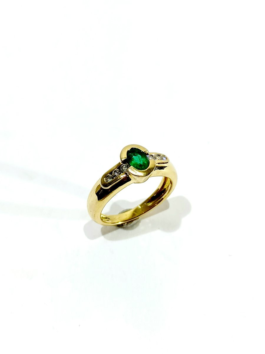 Emerald And Diamond Gold Ring-photo-7