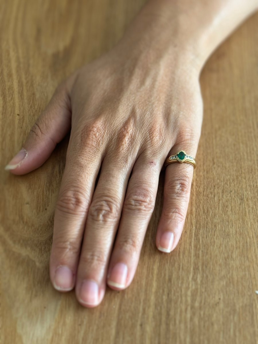 Emerald And Diamond Gold Ring-photo-8