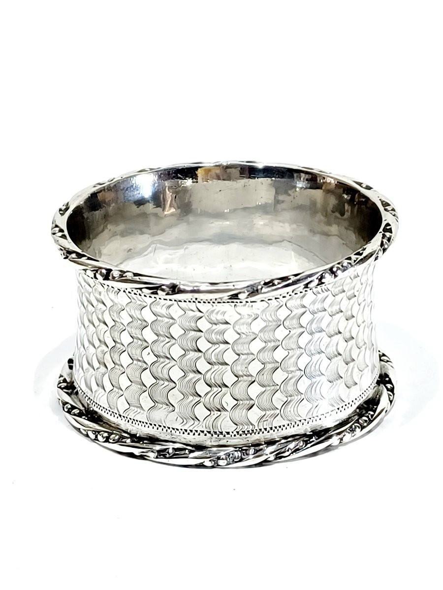 Rond de serviette argent massif art nouveau-photo-2