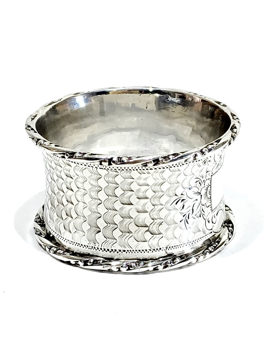 Rond de serviette argent massif art nouveau-photo-3