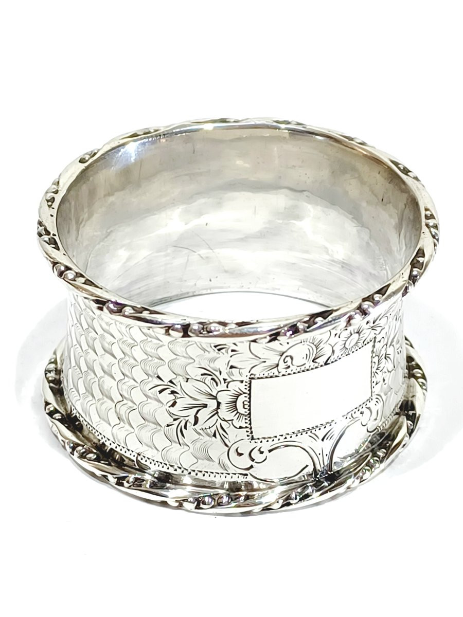 Rond de serviette argent massif art nouveau-photo-6