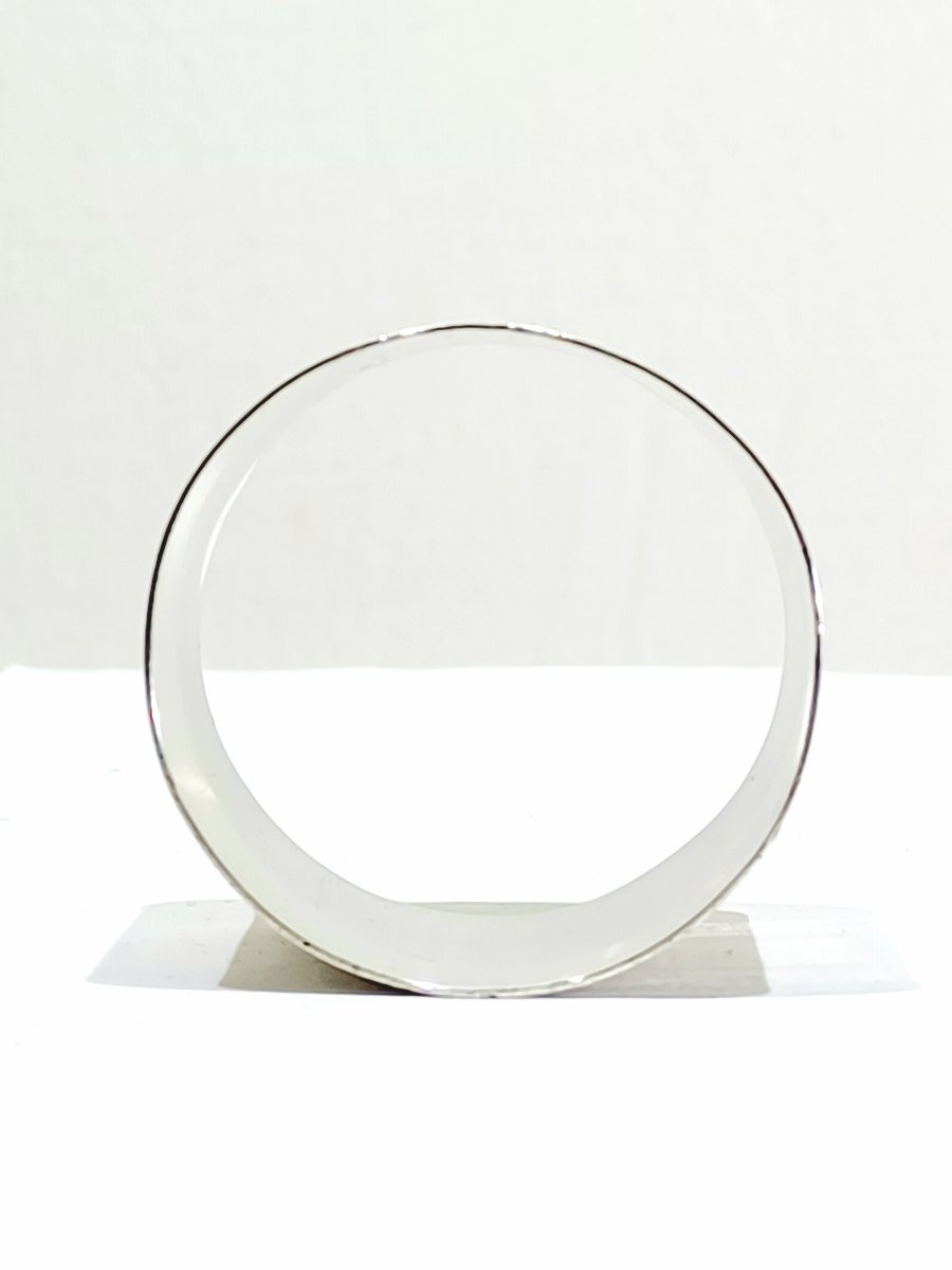 Rond de serviette en argent massif stries et laurier-photo-2