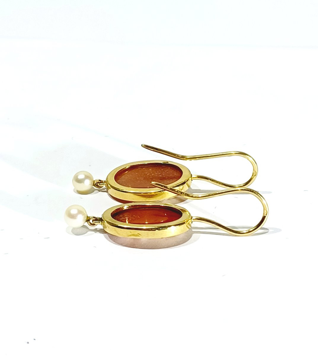 Pair Of Gold, Cameo And Pearl Earrings-photo-6