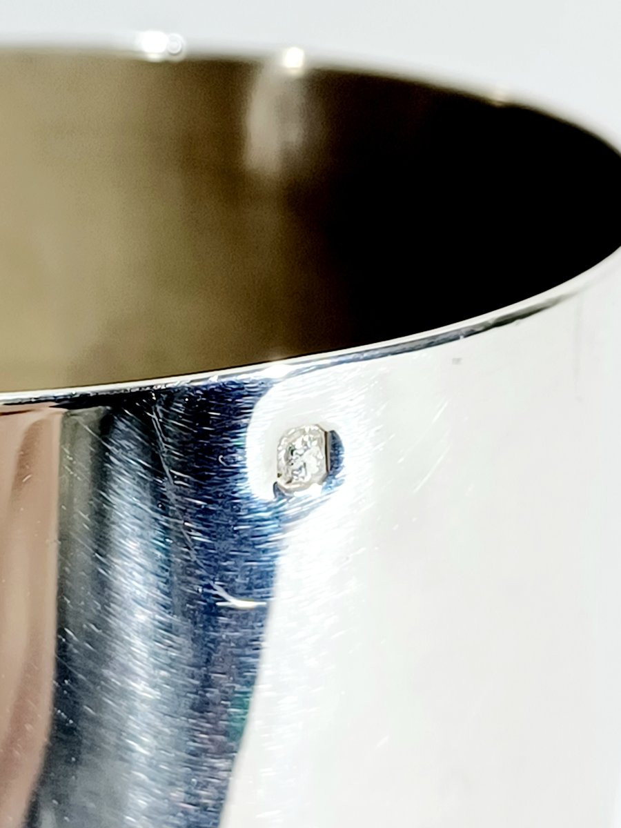 Timbale en argent massif lisse à piédouche-photo-2