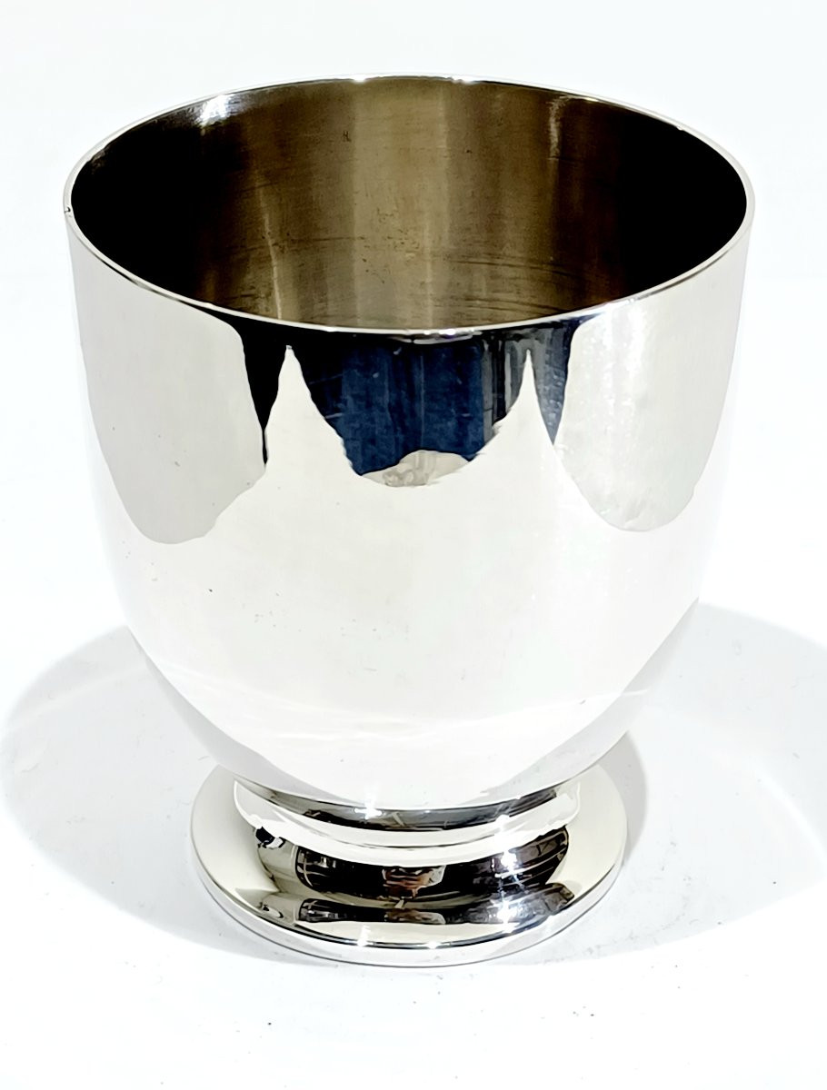 Timbale en argent massif lisse à piédouche-photo-3