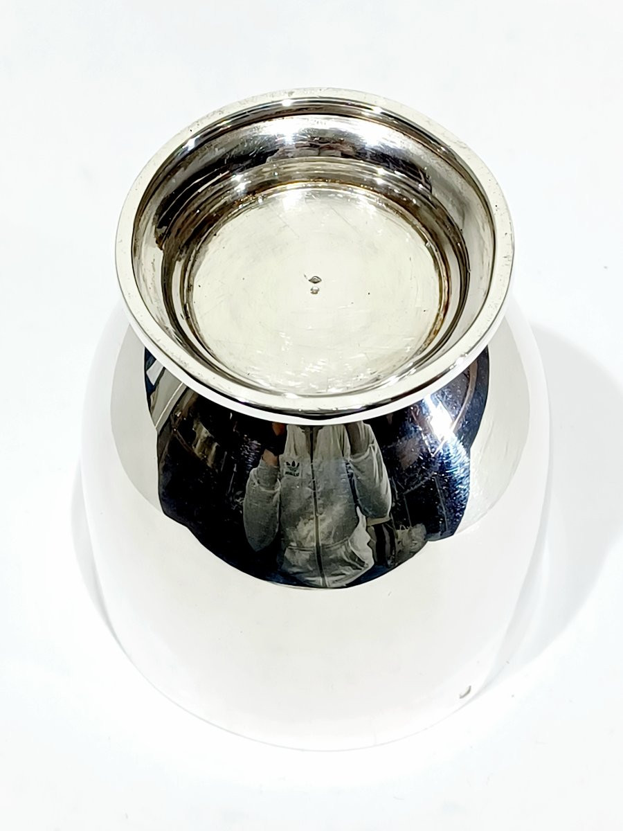 Timbale en argent massif lisse à piédouche-photo-4