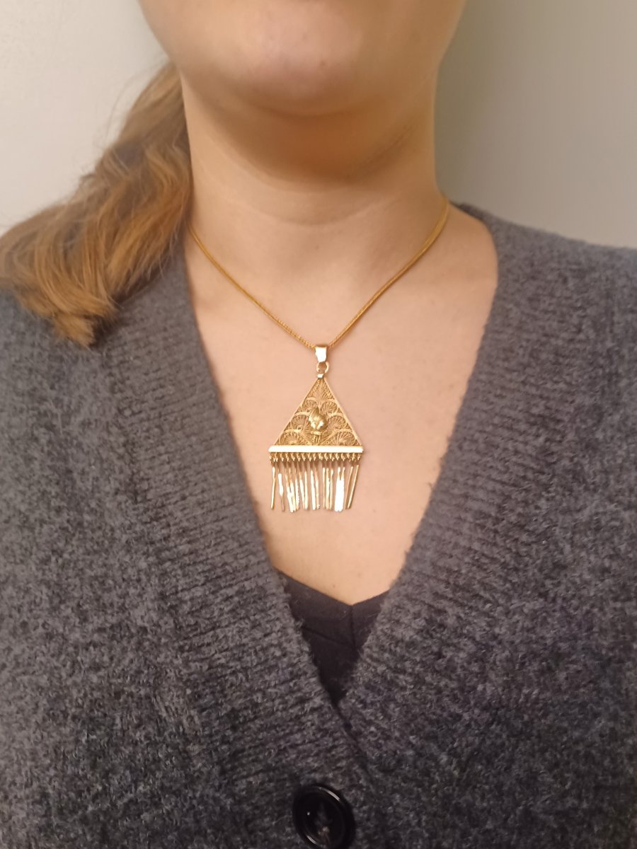 Champagne Gold Filigree Pendant-photo-4