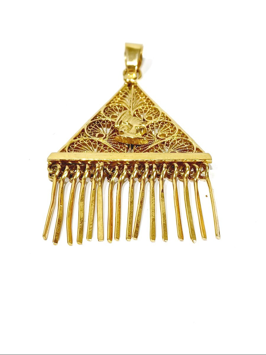 Champagne Gold Filigree Pendant-photo-2
