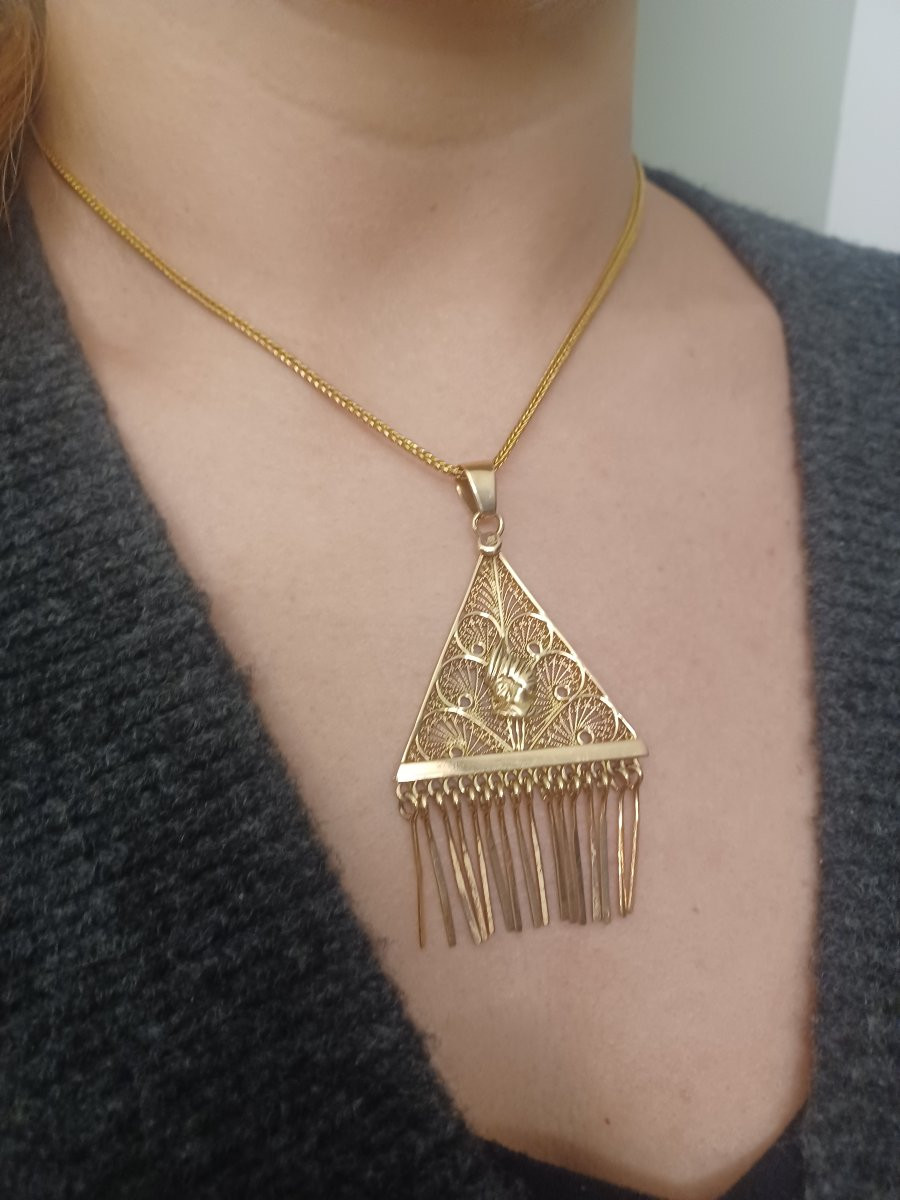 Champagne Gold Filigree Pendant-photo-7