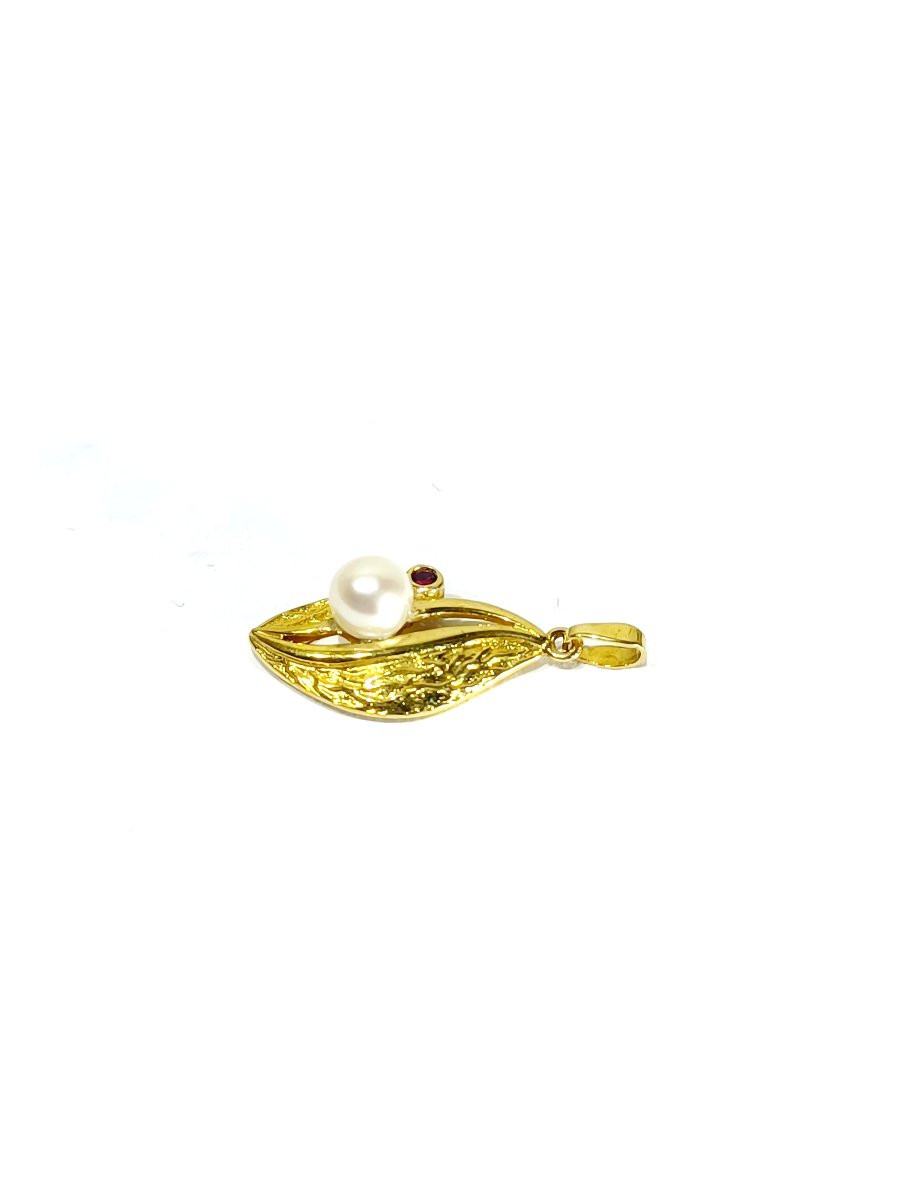 Pendentif En Or Perle Et Grenat-photo-1