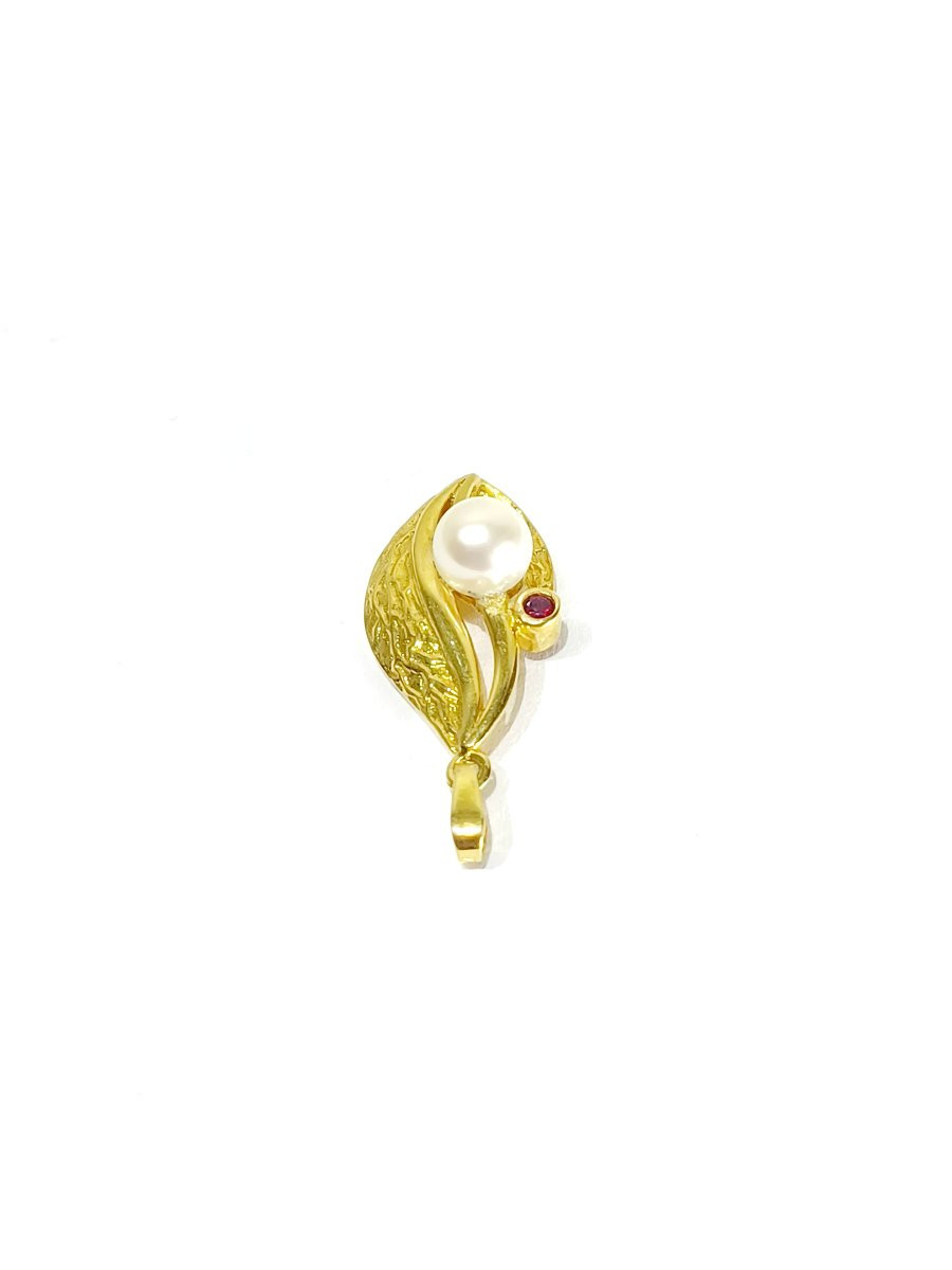 Pendentif En Or Perle Et Grenat-photo-2