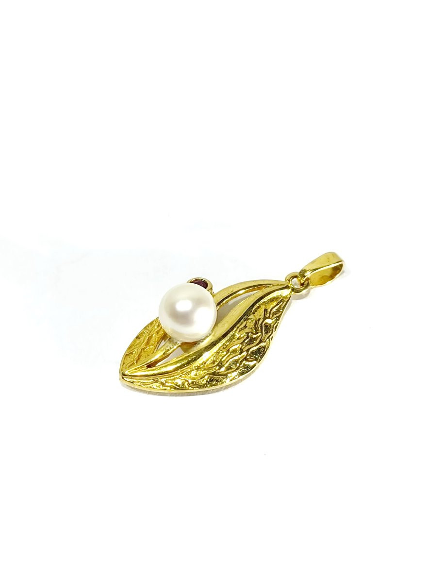 Pendentif En Or Perle Et Grenat-photo-4