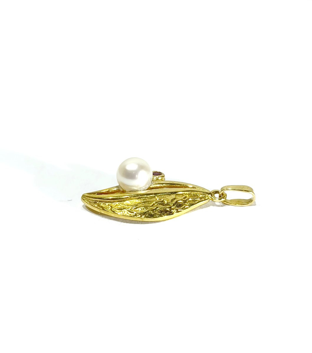 Pendentif En Or Perle Et Grenat-photo-5