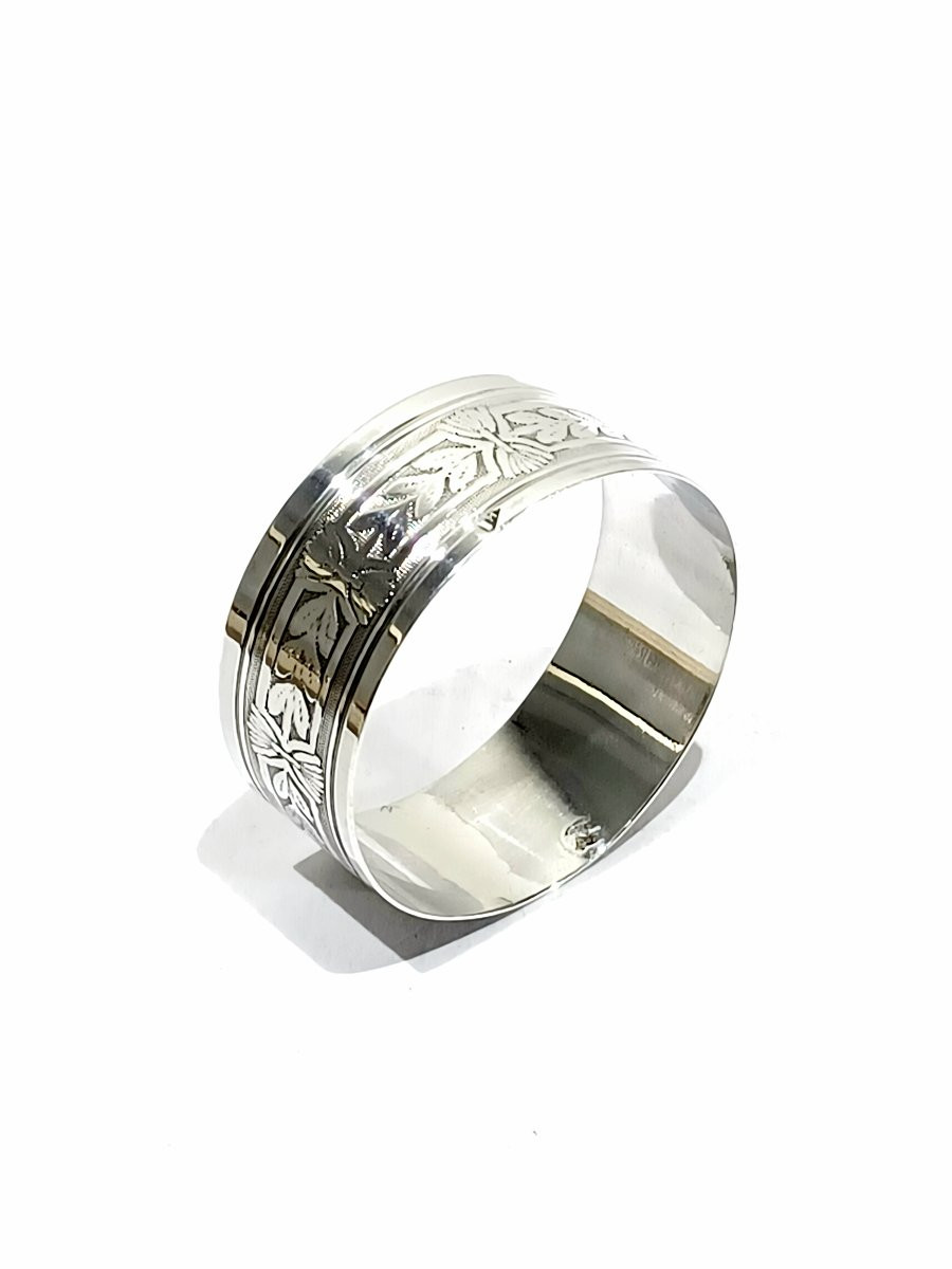 Rond de serviette en argent massif style Louis XVI-photo-2