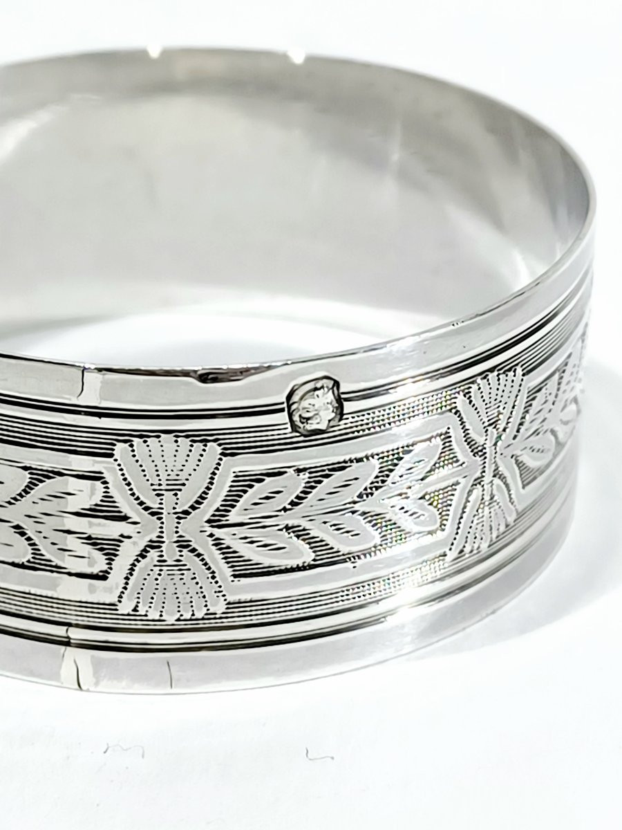 Rond de serviette en argent massif style Louis XVI-photo-3