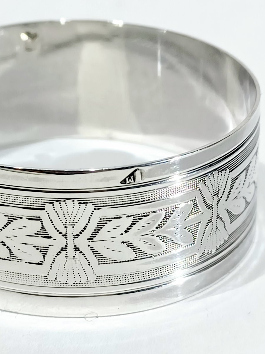 Rond de serviette en argent massif style Louis XVI-photo-4