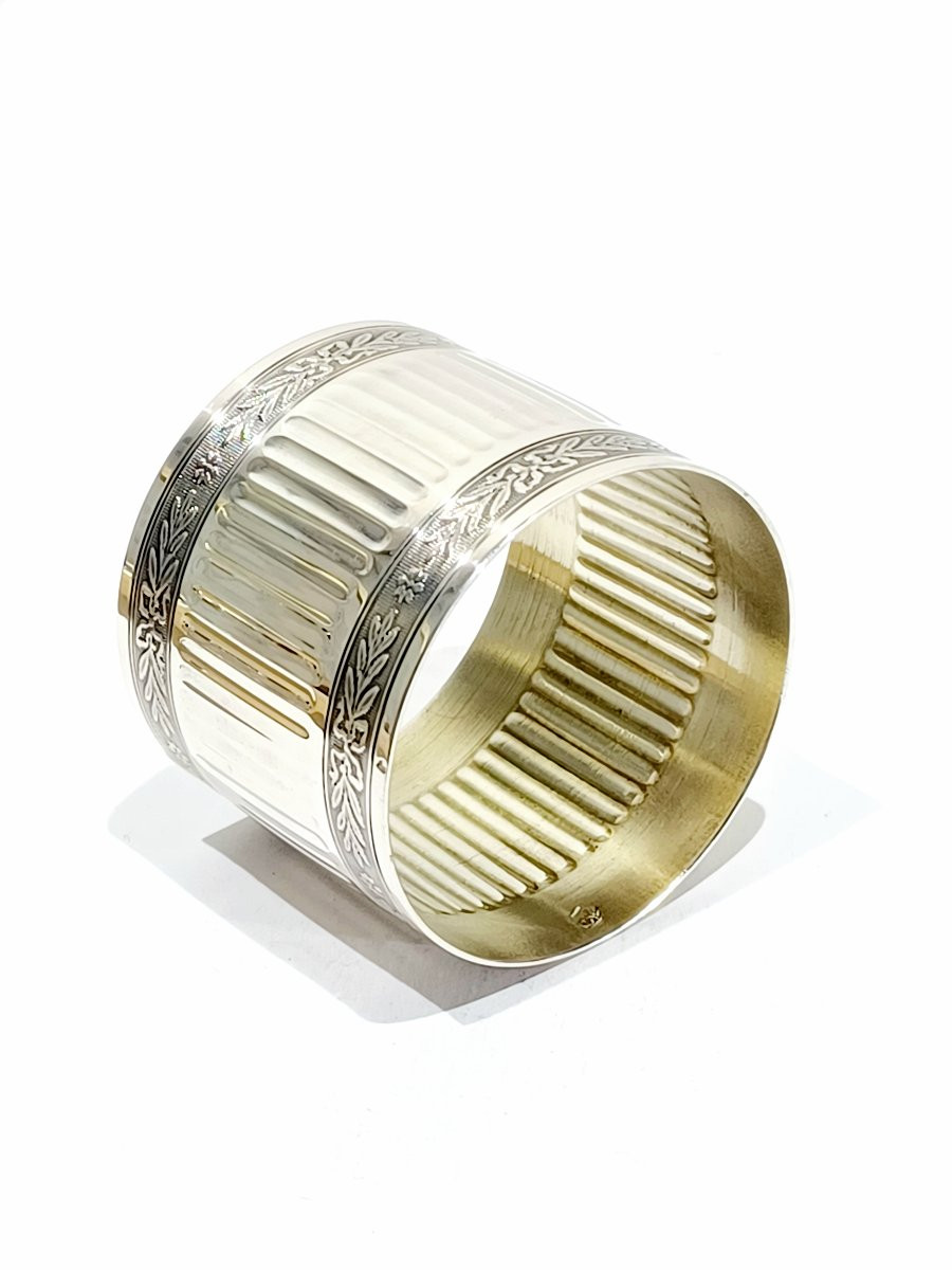 Louis XVI Style Solid Silver Napkin Ring With Vermeil Interior-photo-2