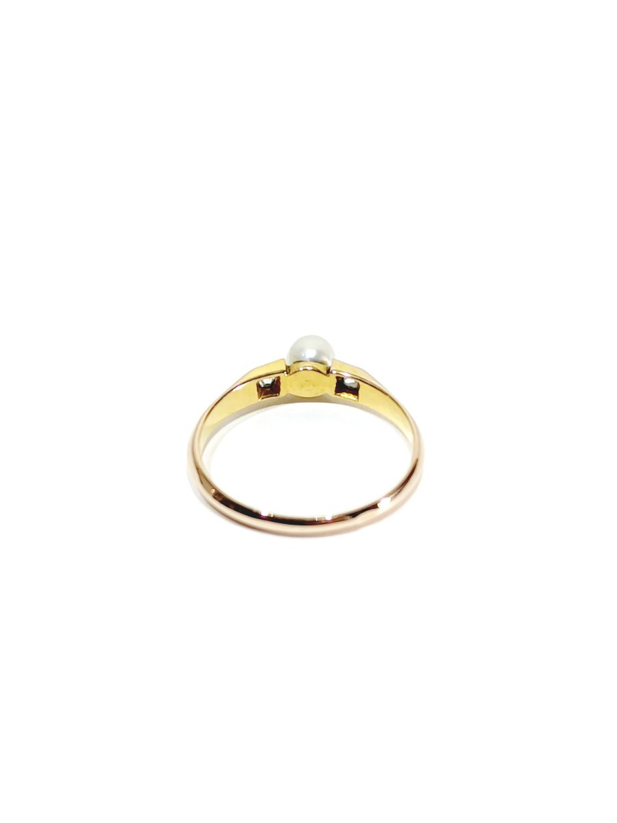 Rose Gold Pearl And Diamond Ring-photo-2