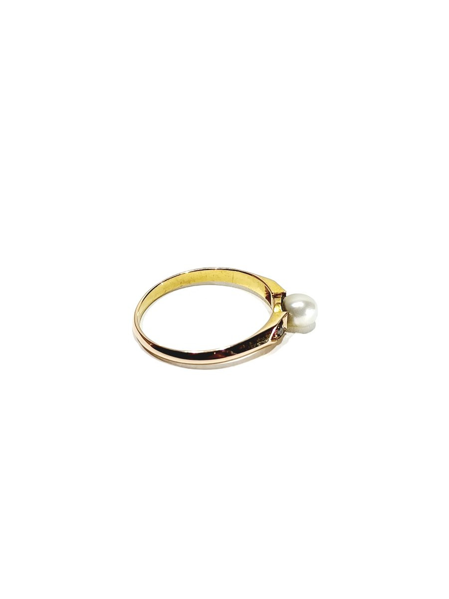 Rose Gold Pearl And Diamond Ring-photo-3