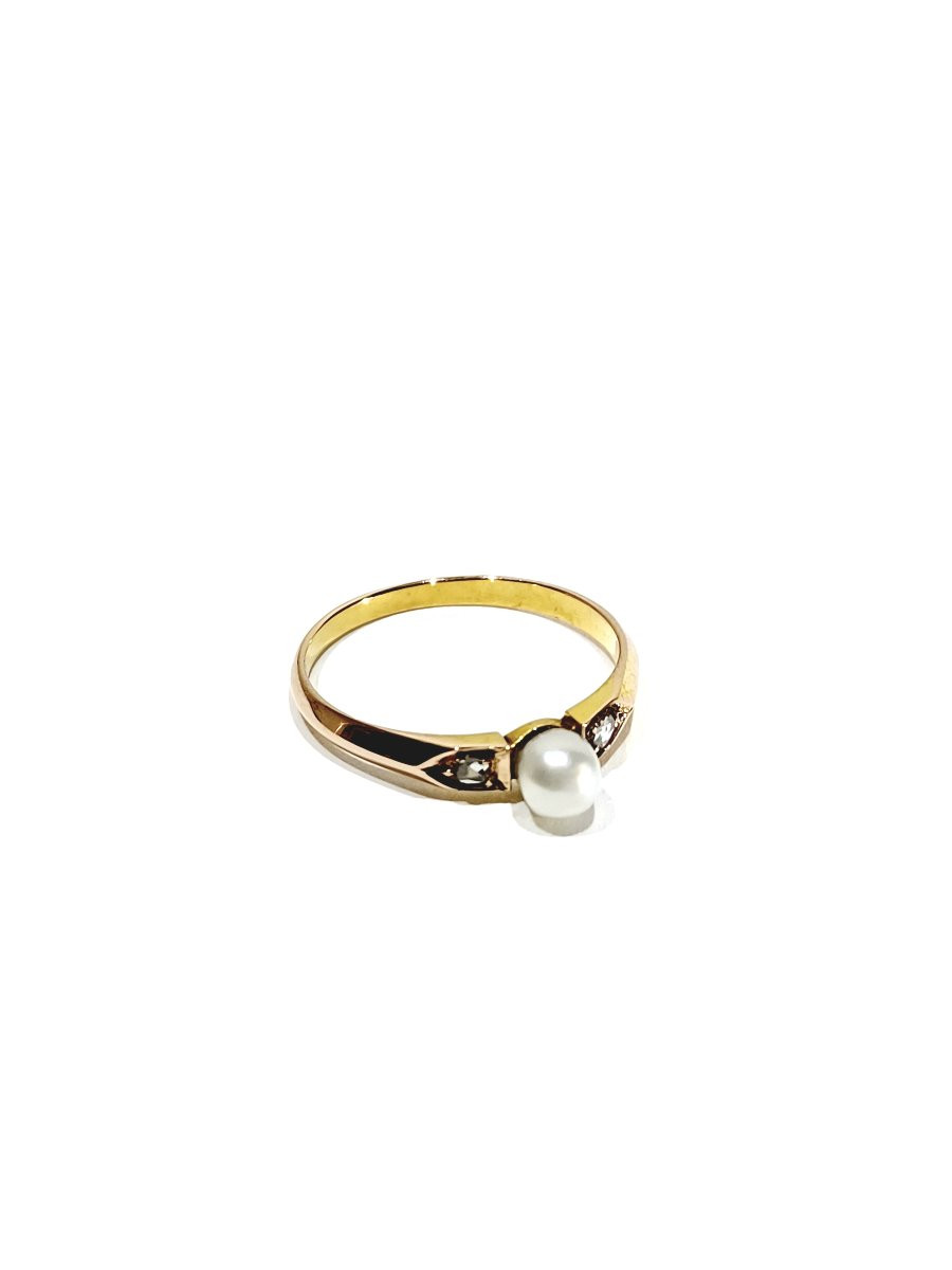 Rose Gold Pearl And Diamond Ring-photo-4