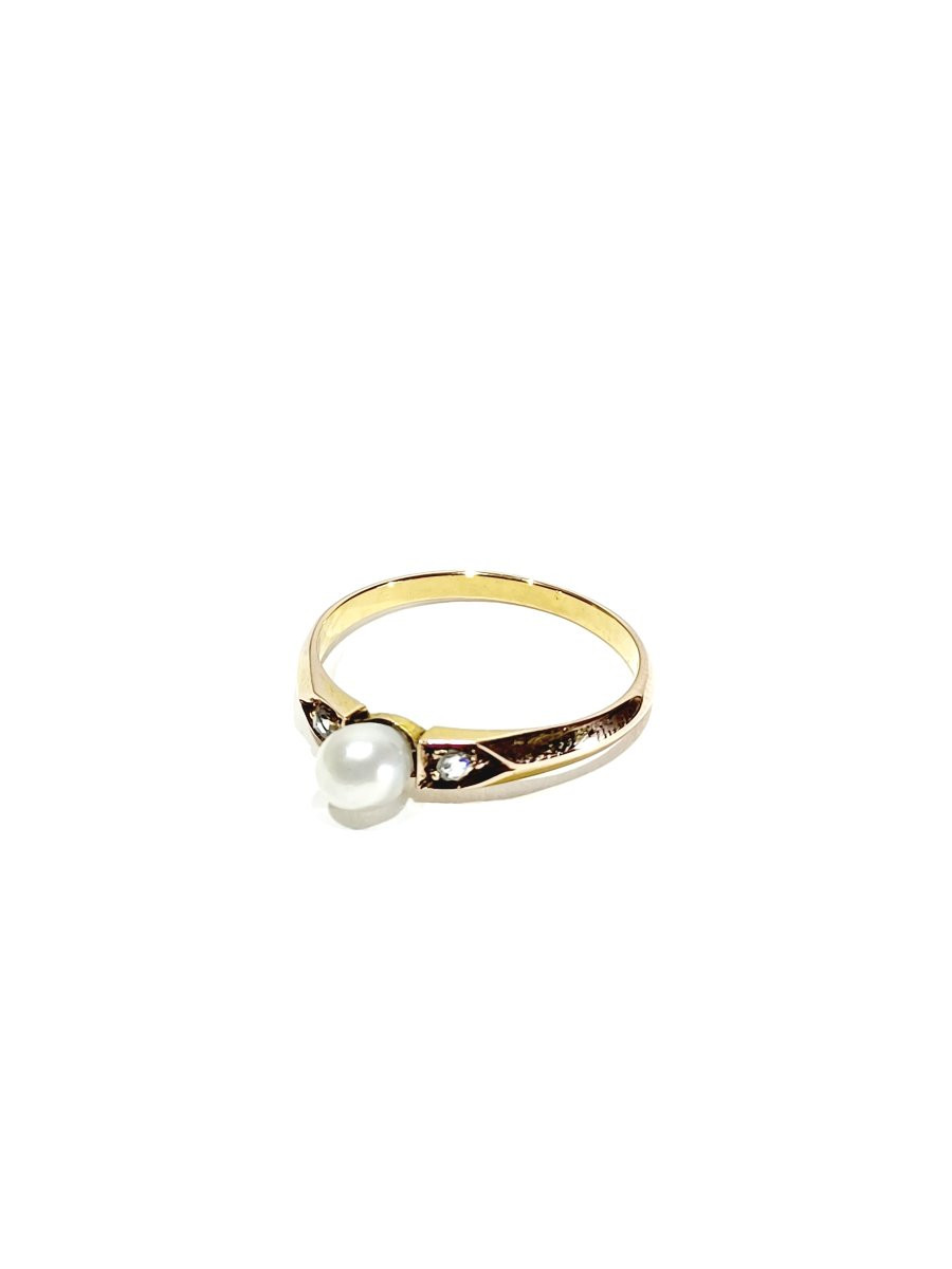 Rose Gold Pearl And Diamond Ring-photo-5