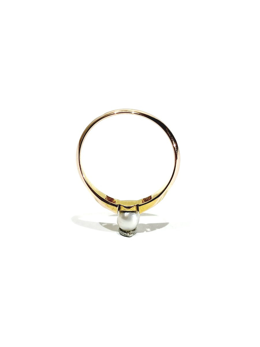 Rose Gold Pearl And Diamond Ring-photo-6