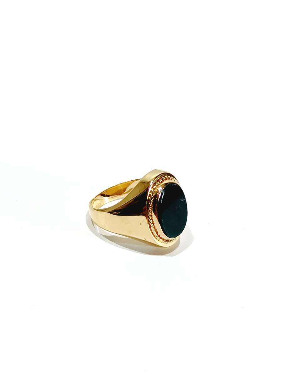 Bague chevalière or et jaspe-photo-4