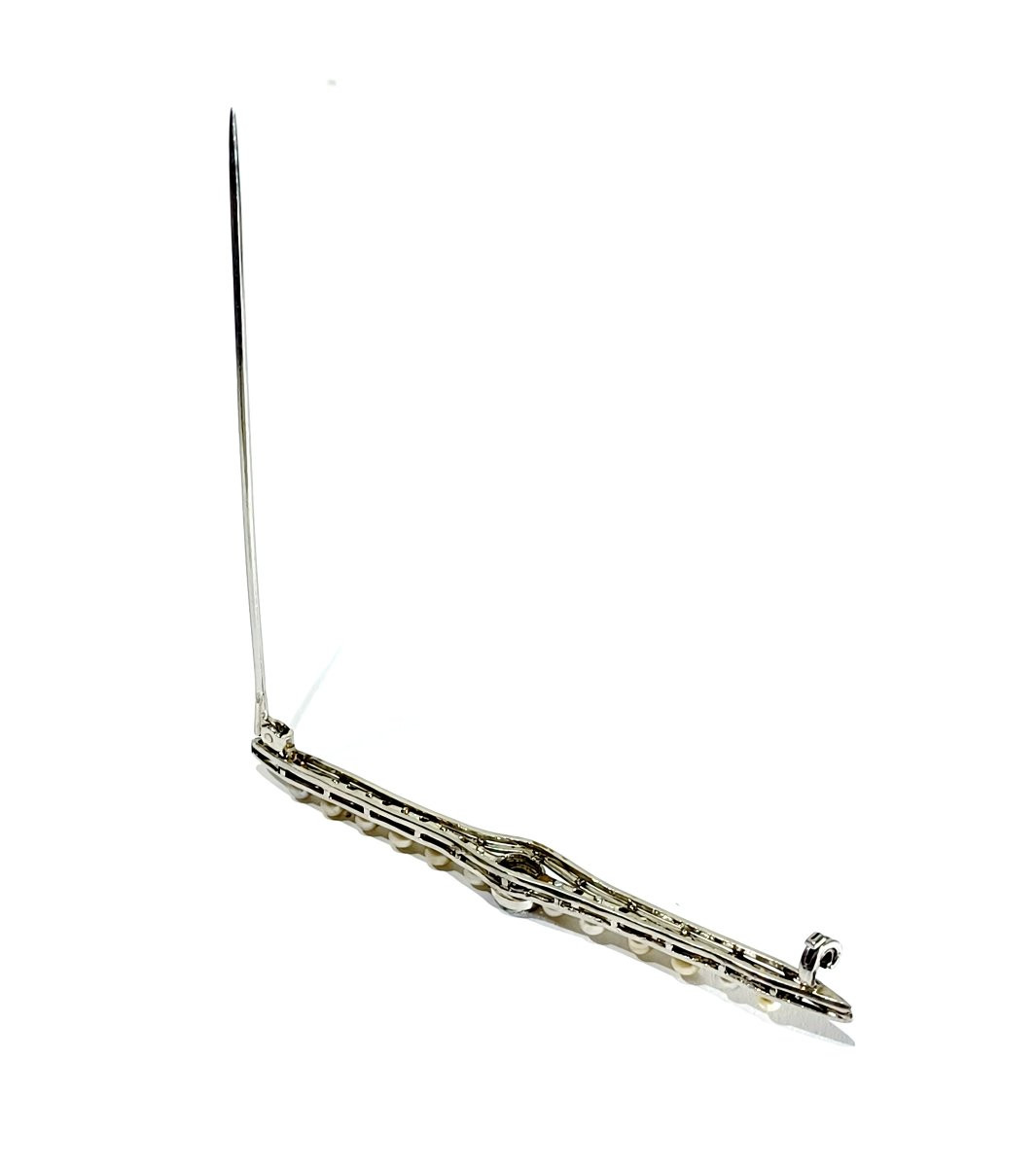 Broche En Or Blanc, Diamants Et Perles-photo-6