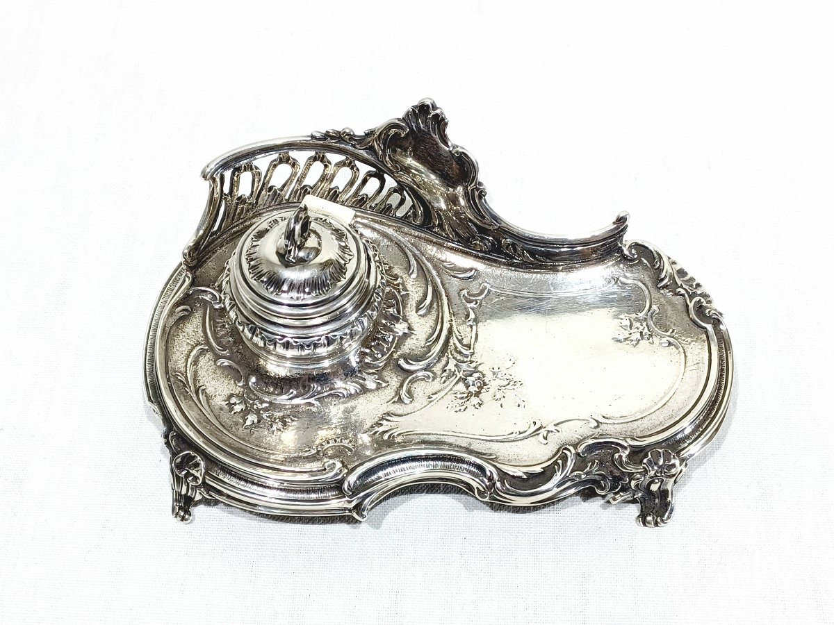 Eugène Lefebvre - Encrier argent Louis XY-photo-2