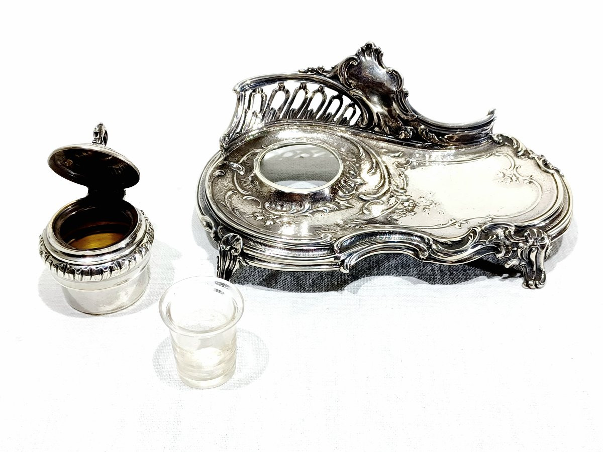 Eugène Lefebvre - Encrier argent Louis XY-photo-3