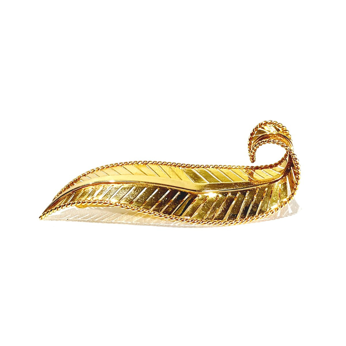 Broche Feuille En Or-photo-3