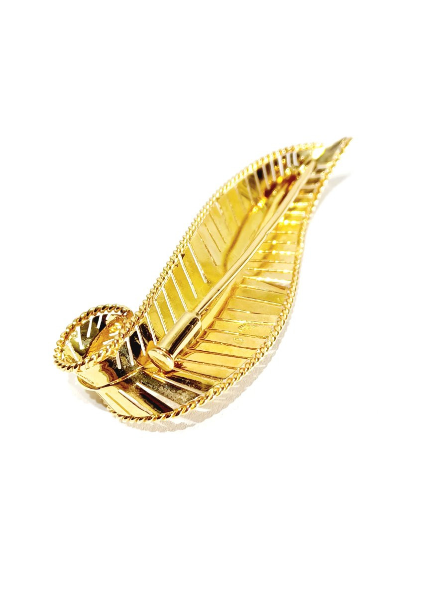 Broche Feuille En Or-photo-6