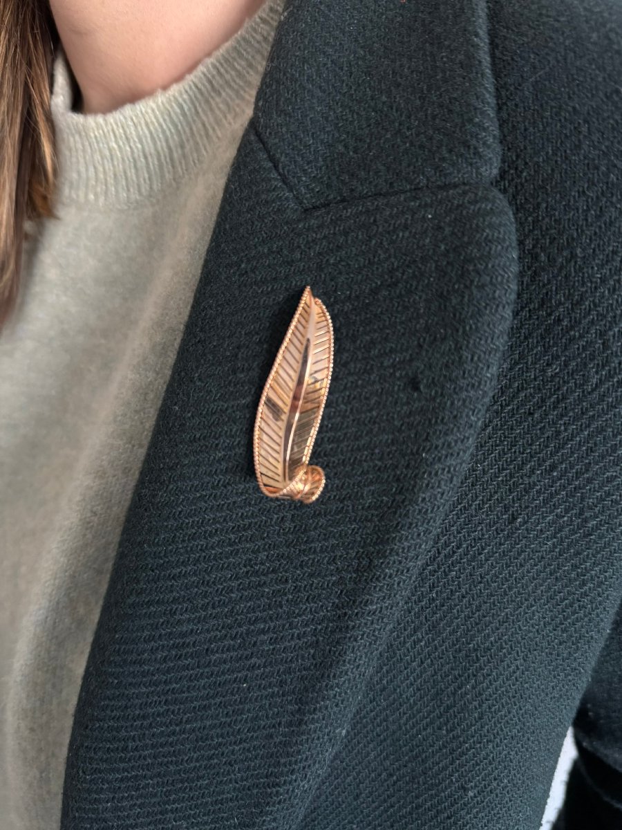 Broche Feuille En Or-photo-8
