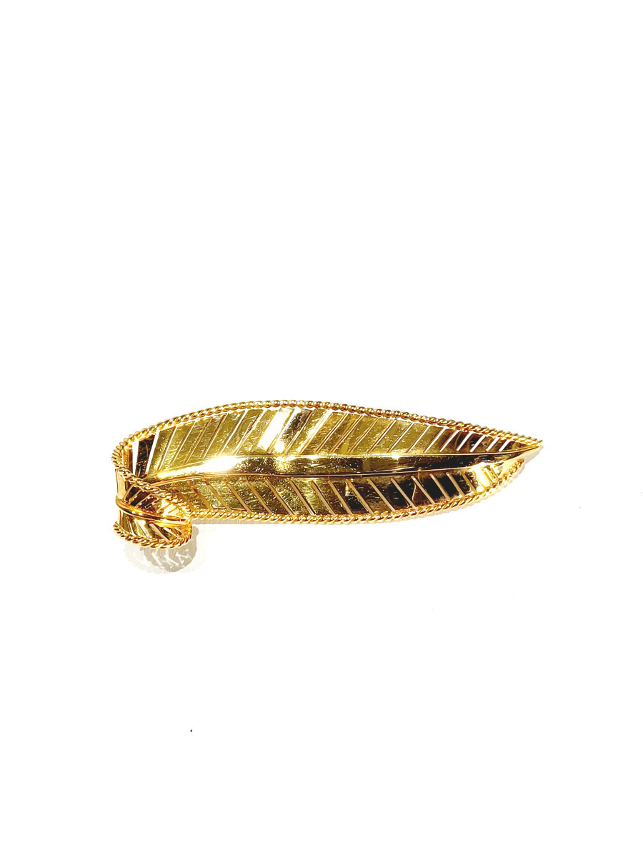 Broche Feuille En Or