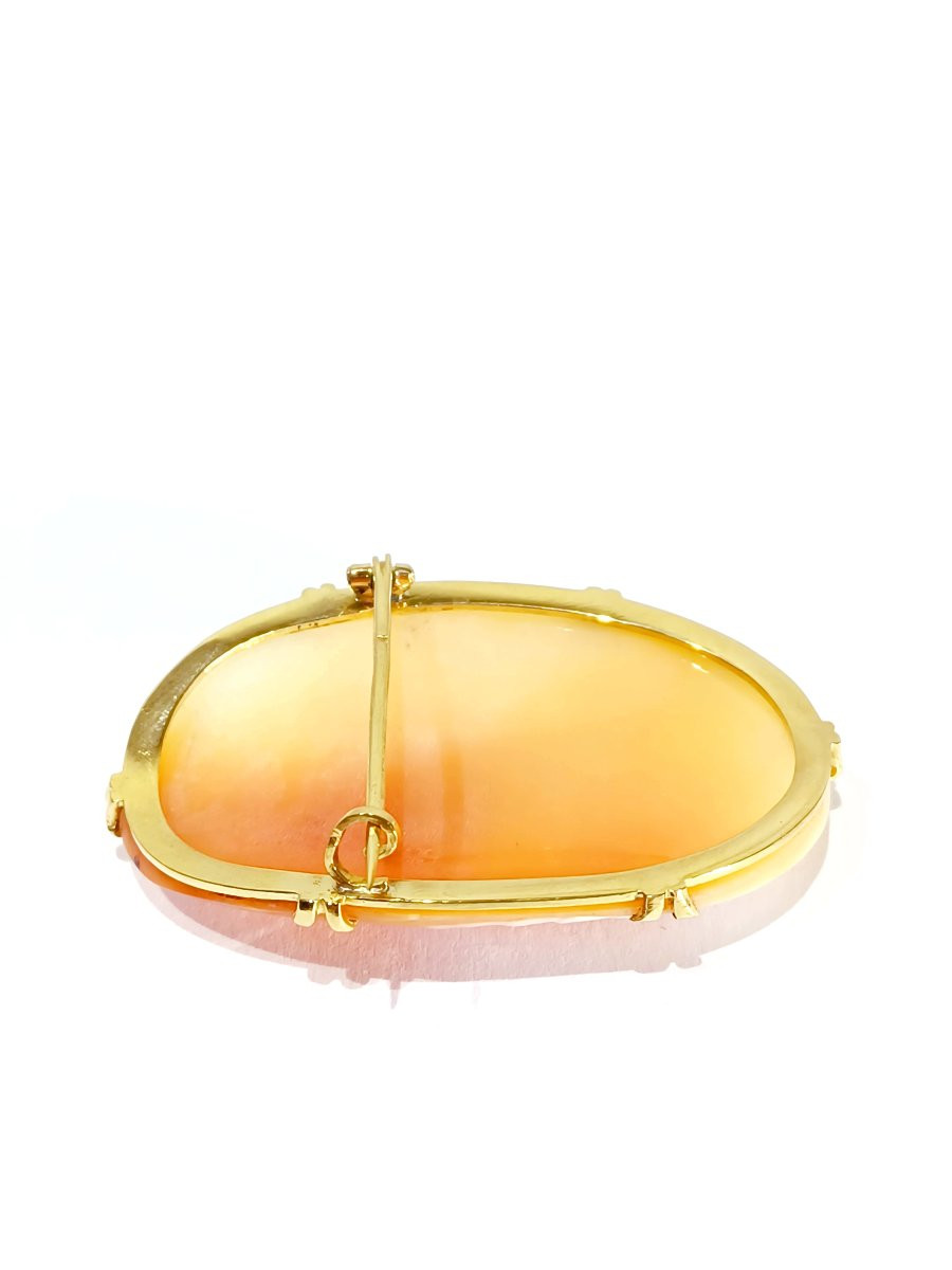 Gold-mounted Shell Cameo Brooch Representing An Angel-photo-4