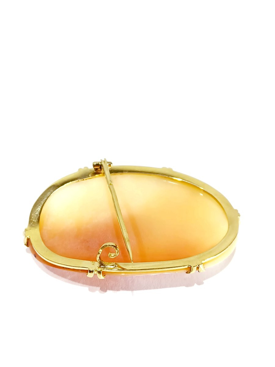 Gold-mounted Shell Cameo Brooch Representing An Angel-photo-5