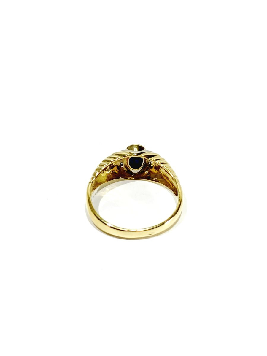 Yellow Gold Ring With Sapphire Diamonds-photo-2