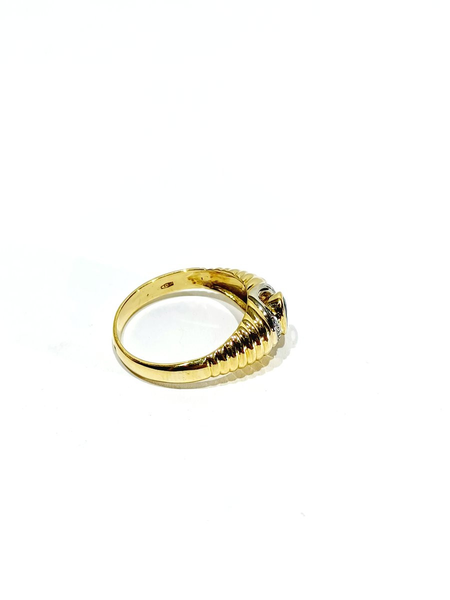 Yellow Gold Ring With Sapphire Diamonds-photo-3