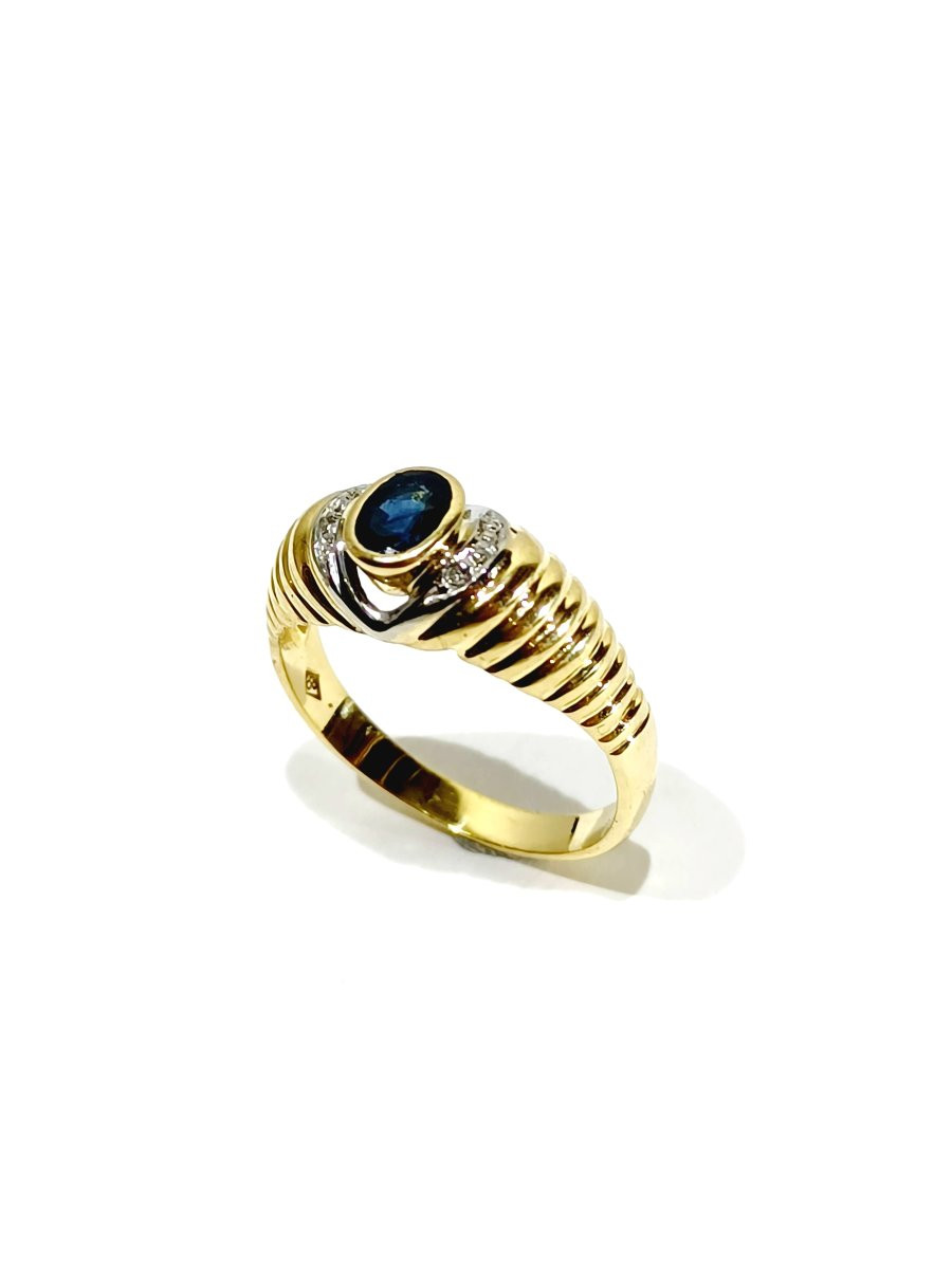 Yellow Gold Ring With Sapphire Diamonds-photo-7