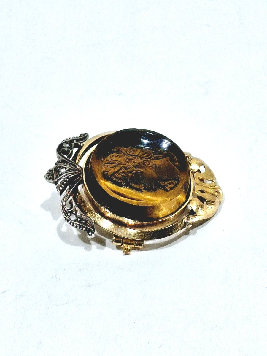 Gold And Tiger's Eye Brooch-photo-3