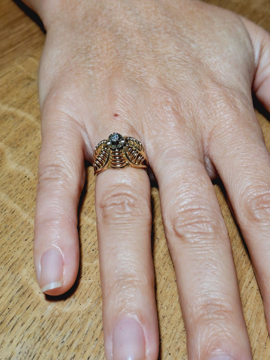 Art Nouveau Ring In Gold And Diamond-photo-8