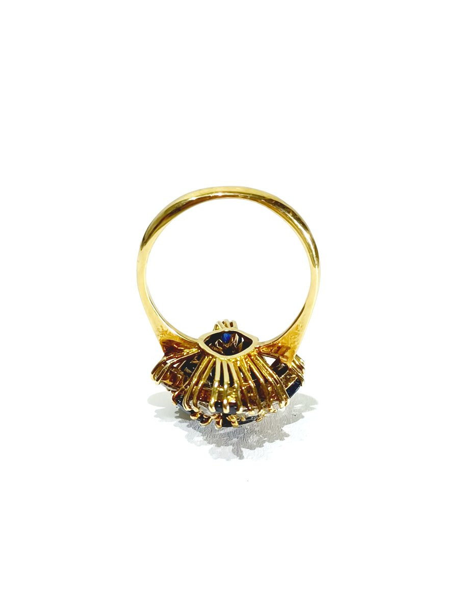 Bague Poire En Or Diamants Et Saphirs-photo-4