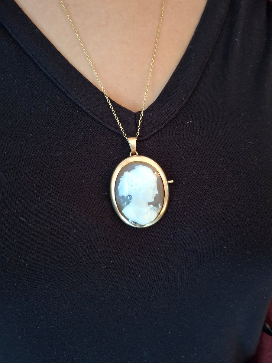 Pendentif Broche Camée Agate-photo-4