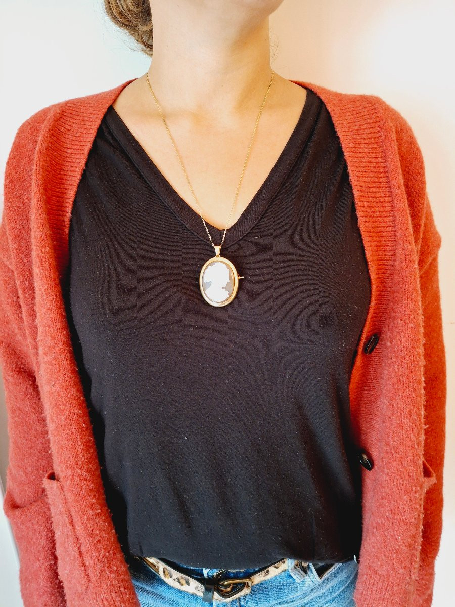 Pendentif Broche Camée Agate-photo-8