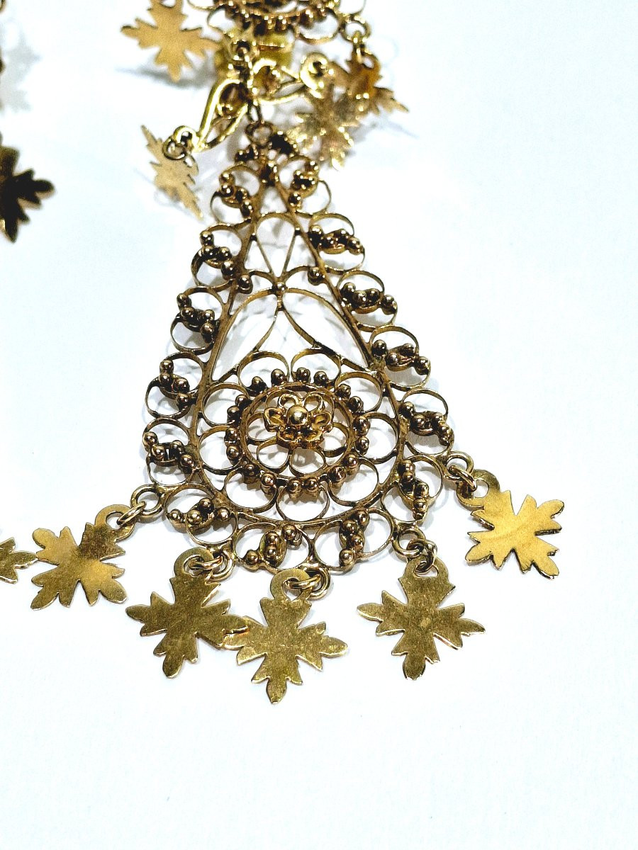 Paire de boucle d’oreille pendantes en or Méditerranéenne-photo-3